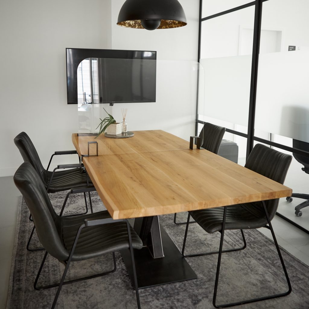 Perspex screen on the table