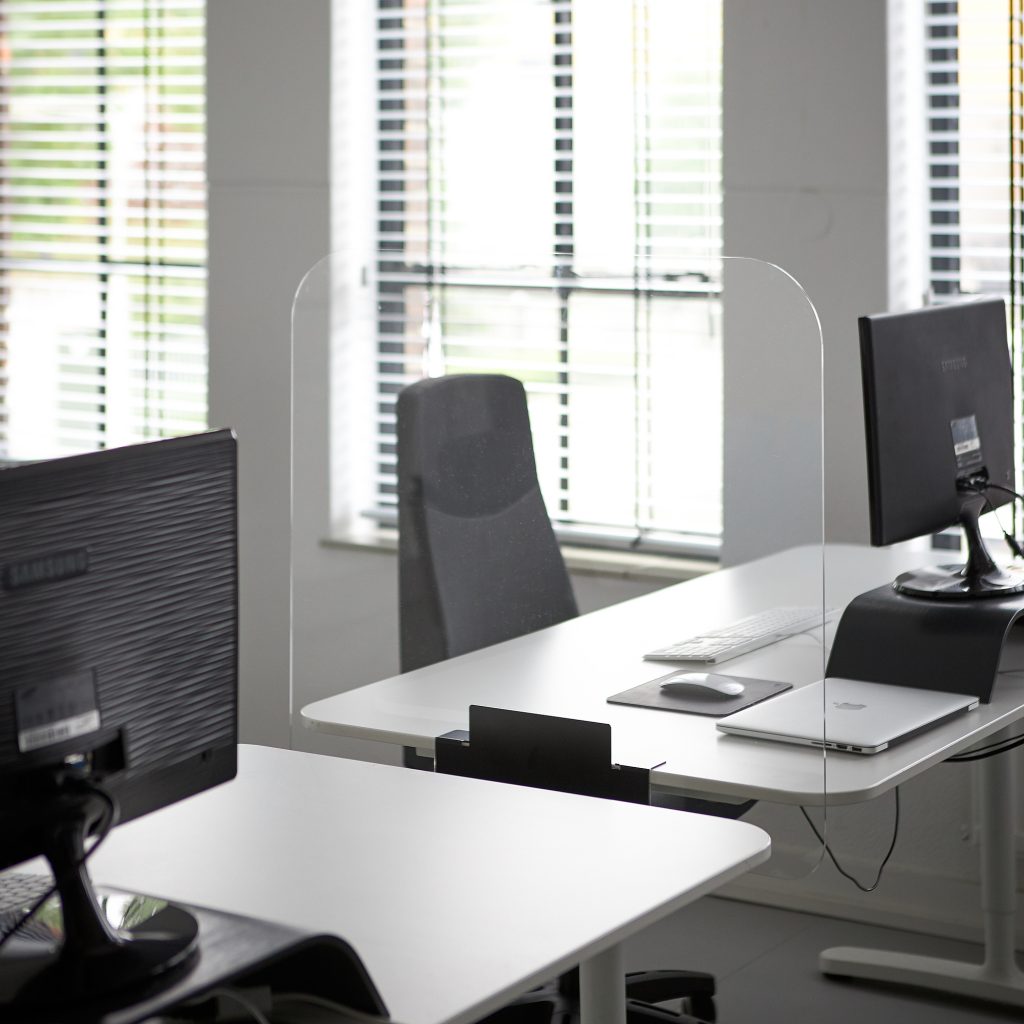Small perspex screen for desk or table