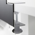 Steel bracket with clamping system for acrylic sheet