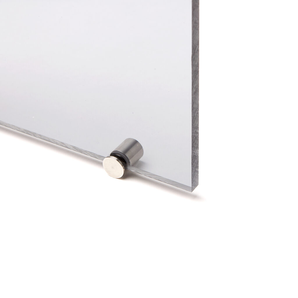 Installed plastic sheet with stainless steel panel holder