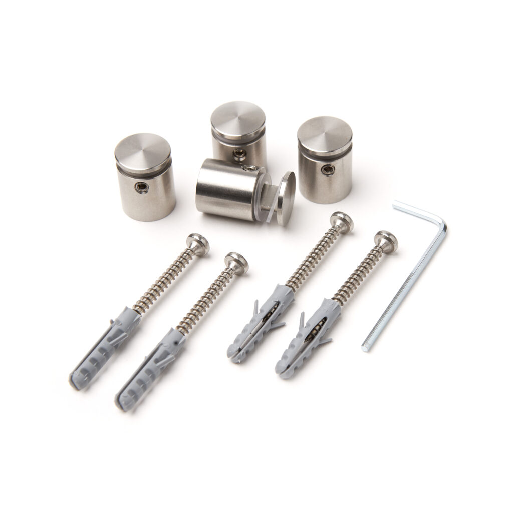Stainless steel panel holders with mounting material