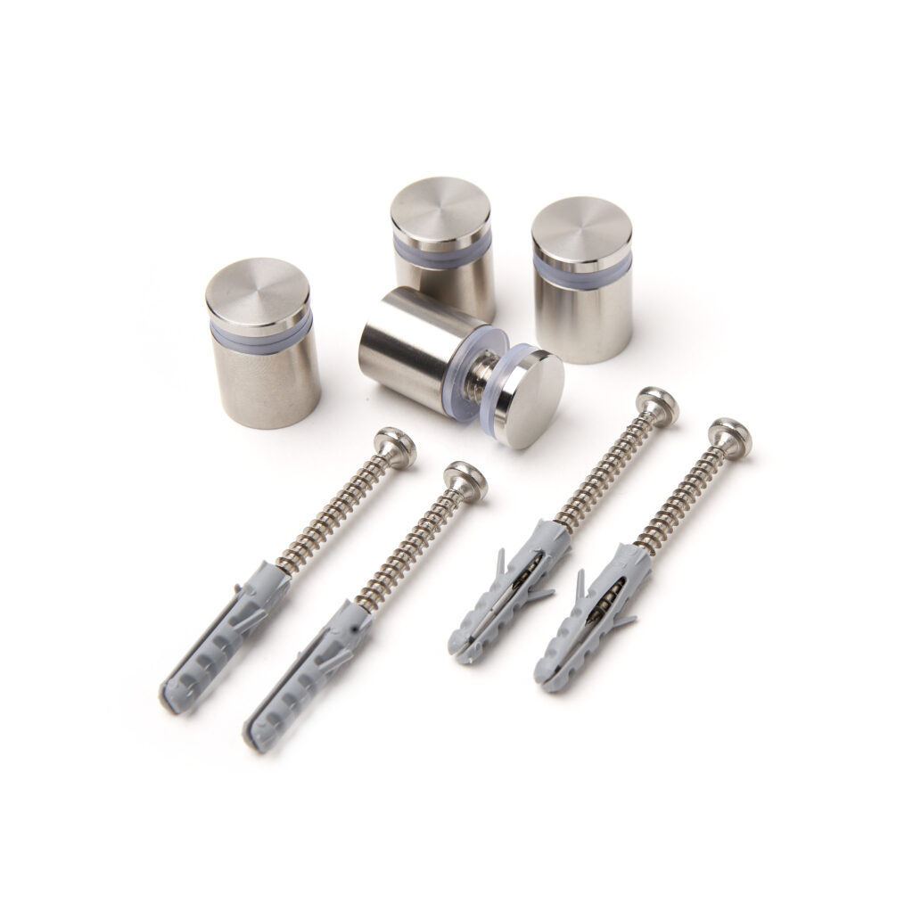 Stainless steel spacers with mounting material