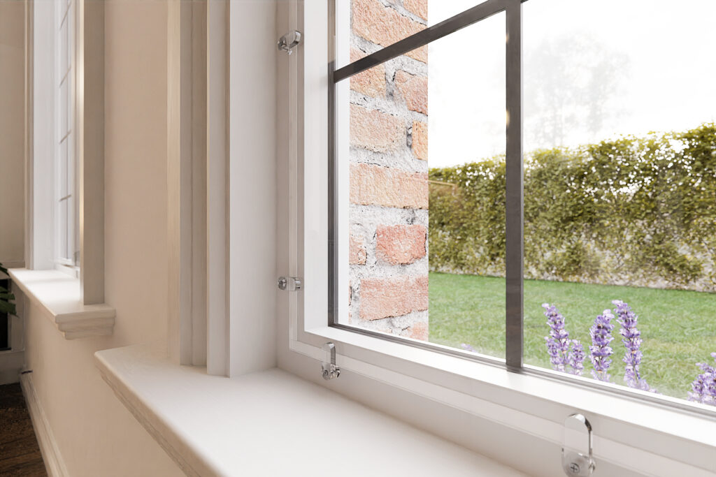 Secondary glazing for stained glass window with clips