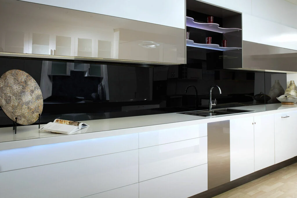 acrylic black kitchen splashback