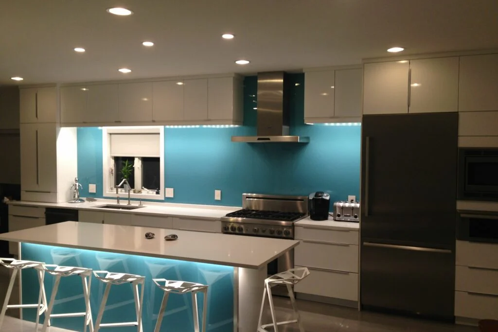 blue kitchen splashbacks acrylic