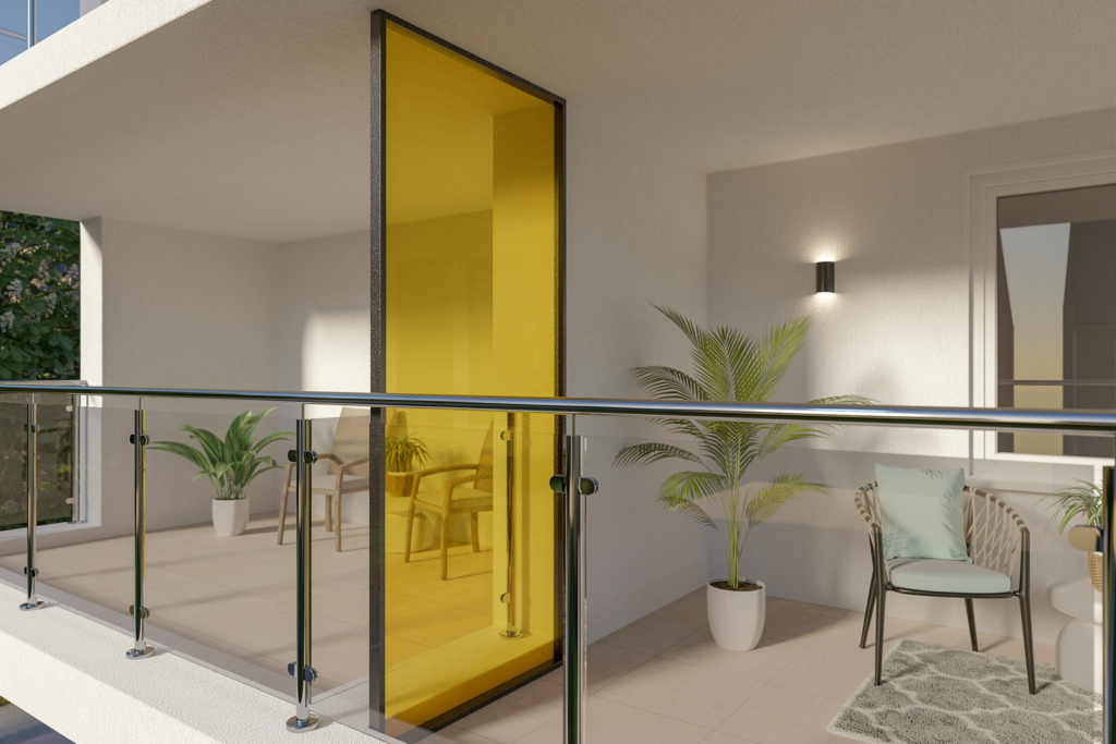 Balcony privacy screen yellow